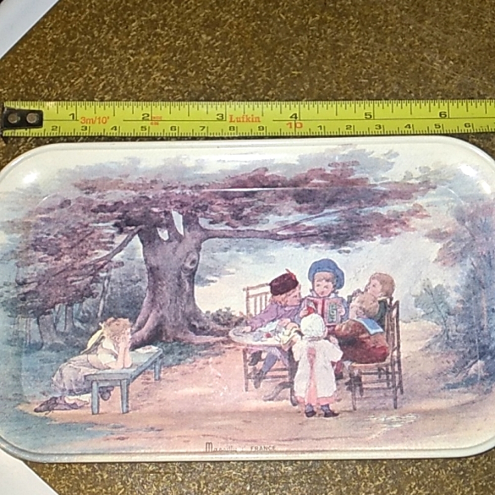 Vintage Tin Tray 7x4 inches, Massilly, France